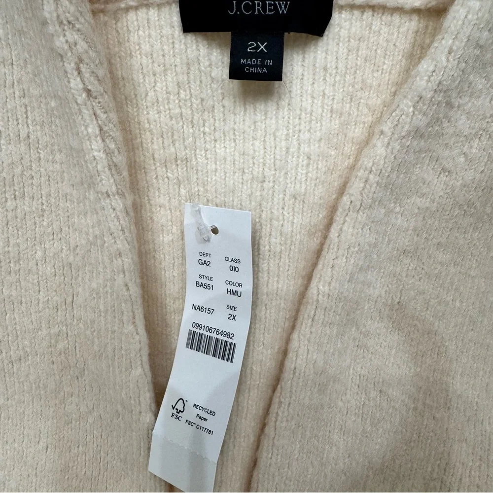 J Crew Cocoon Sweater Blazer Cardigan Merino Wool Alpaca Blend Size 2X Ivory NWT - Picture 13 of 16